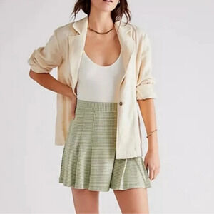 Free People Honey Plaid Pleated Gingham Skirt Size 10 NWOT